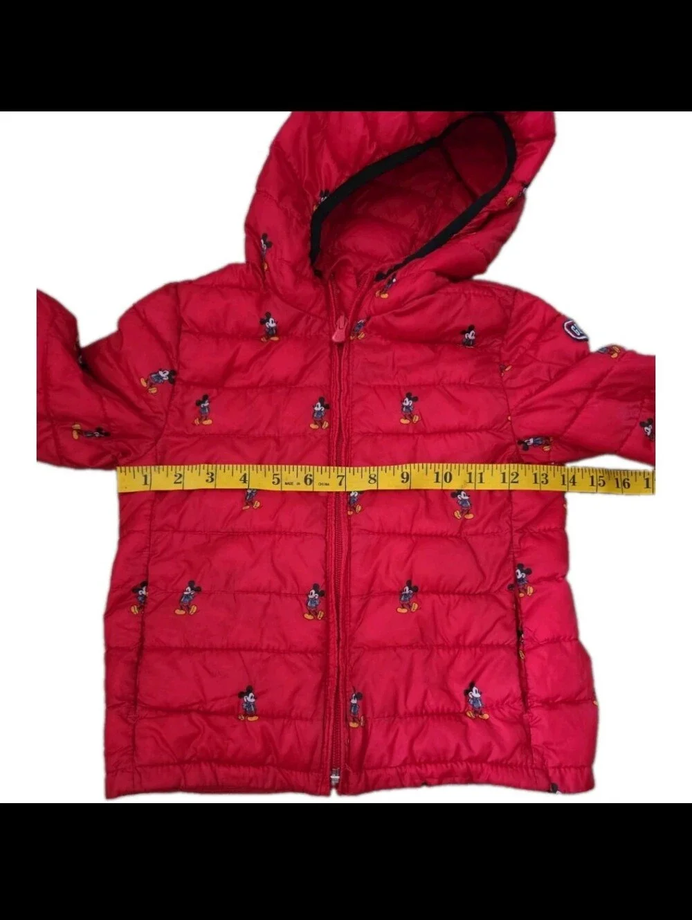 Gap Disney Kids Red Lightweight Mickey Mouse Hooded Puffer Jacket 4